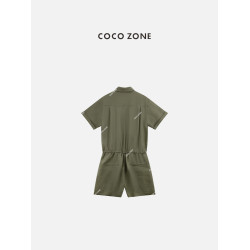 COCO ZONE 劉一一100亞麻2026夏季設計感連體褲氣質繙領連體衣女