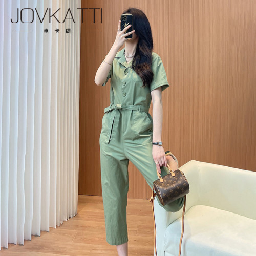 JOVKATTI氣質通勤連體衣女2025夏季新款高級一體式直筒中腰連體褲