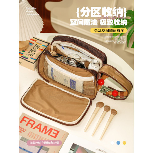 化妝包立式分區大容量刷子化妝品收納包2025新款旅行可攜式洗漱包