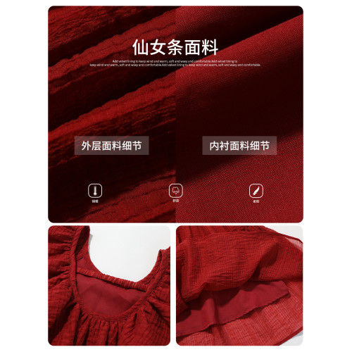 布丁哈魯童裝夏裝女童紅色裙子2025夏季新款兒童法式公主裙連衣裙