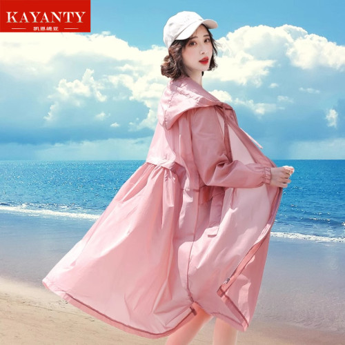 KAYANTY防曬衣風衣外套女夏季中長款2025海邊旅遊透氣防曬服罩衫