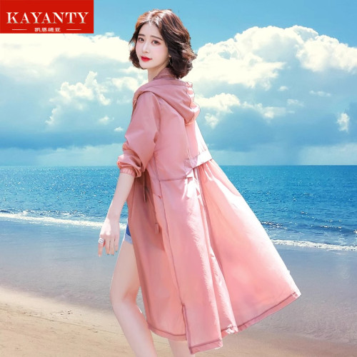 KAYANTY防曬衣風衣外套女夏季中長款2025海邊旅遊透氣防曬服罩衫