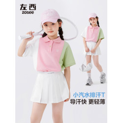 左西童裝女童polo衫短袖T恤兒童夏季半袖2025新款女孩洋氣上衣潮