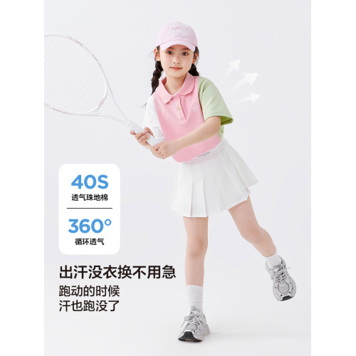 左西童裝女童polo衫短袖T恤兒童夏季半袖2025新款女孩洋氣上衣潮