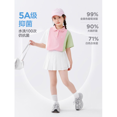 左西童裝女童polo衫短袖T恤兒童夏季半袖2025新款女孩洋氣上衣潮