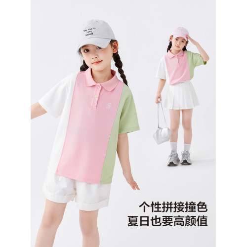 左西童裝女童polo衫短袖T恤兒童夏季半袖2025新款女孩洋氣上衣潮