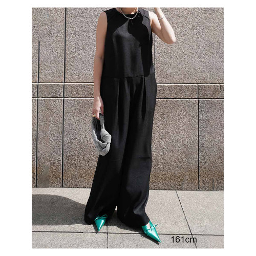 春夏日系設計感通勤OL簡約休閒後深V露背連體褲西裝連體衣長褲女