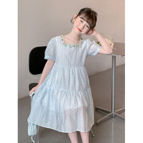 英國Next Svip藍色裙子女童連衣裙夏薄款2025新款童裝女孩超好看