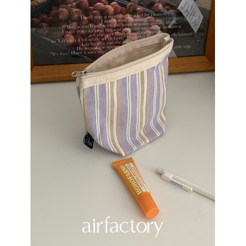 AirFactory  包中收納 奶油色彩條紋 粽子狀化妝包 可愛收納包