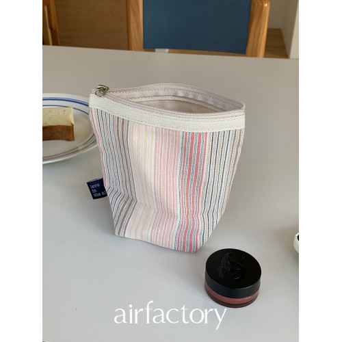 AirFactory  包中收納 奶油色彩條紋 粽子狀化妝包 可愛收納包