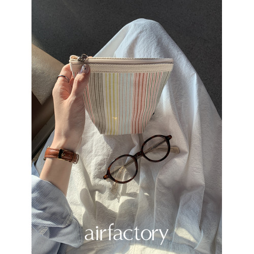 AirFactory  包中收納 奶油色彩條紋 粽子狀化妝包 可愛收納包