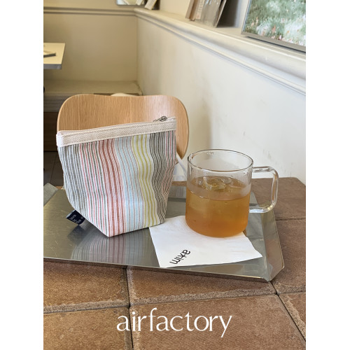 AirFactory  包中收納 奶油色彩條紋 粽子狀化妝包 可愛收納包