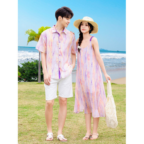 親子裝夏裝一家三口四口POLO海邊度假裝2025新款洋氣母女裝沙灘裙