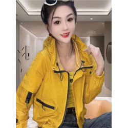 高級休閒防曬衣女長袖連帽純色雙兜拉鍊時尚百搭洋氣防曬外套