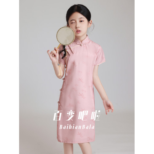 粉色新中式母女裝2025新款風女童六一演出服夏季親子裝高級感