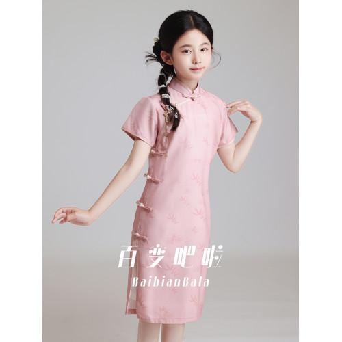 粉色新中式母女裝2025新款風女童六一演出服夏季親子裝高級感