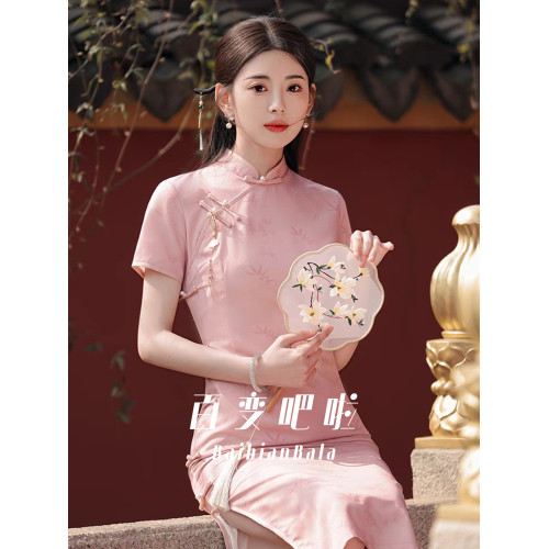 粉色新中式母女裝2025新款風女童六一演出服夏季親子裝高級感