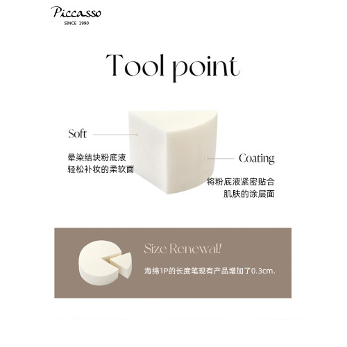 韓國PICCASSO三角化妝海綿粉撲乾溼兩用6塊裝粉底腮紅膏修容膏