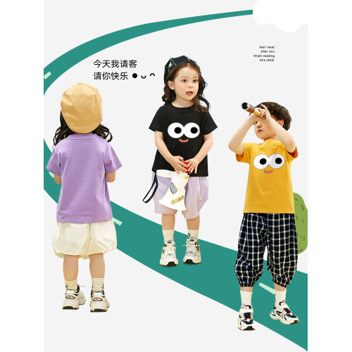 搞怪表情上衣2025新款兒童純棉短袖T恤親子裝一家三口母女裝夏裝