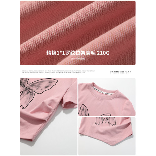 布丁哈魯童裝夏裝女童夏季打底衫2025新款兒童卡通蝴蝶短袖T恤