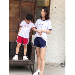清華北大大學純棉T恤親子裝短袖夏裝一家三四口母子母女兒童套裝