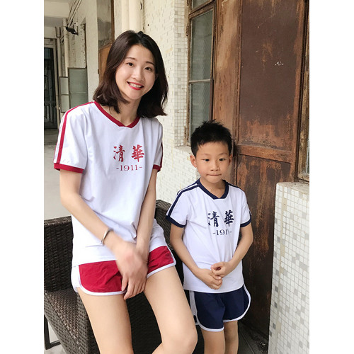 清華北大大學純棉T恤親子裝短袖夏裝一家三四口母子母女兒童套裝