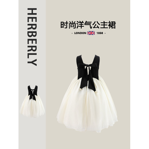 英國Herberly女童背心裙夏款生日禮服連衣裙女孩露背網紗裙公主裙