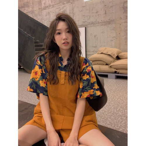 復古港風親子裝一家三口四口夏季花襯衫海邊度假沙灘裙母女連衣裙