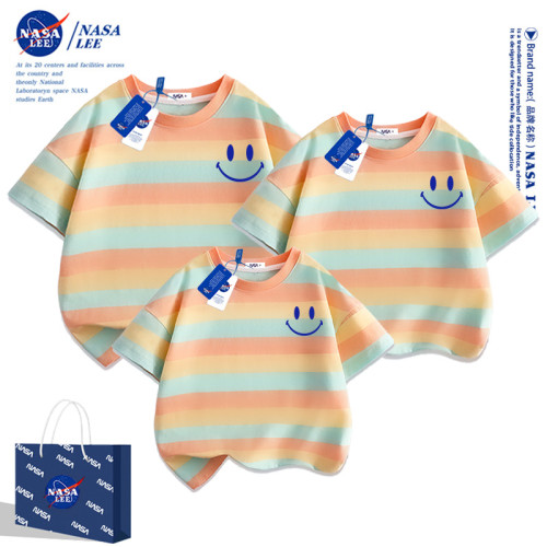 NASA親子裝夏裝一家三口短袖t恤2024新款夏天高級炸街母女裝童裝