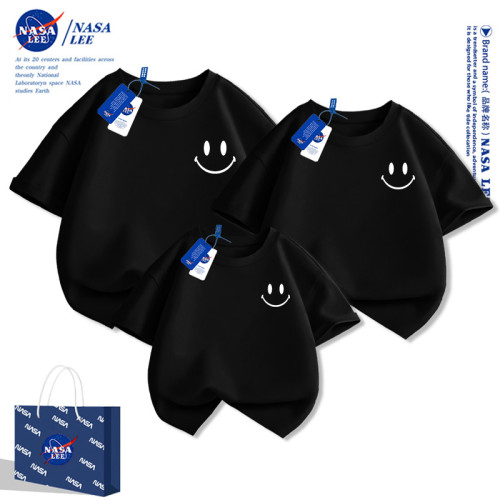 NASA親子裝夏裝一家三口短袖t恤2024新款夏天高級炸街母女裝童裝