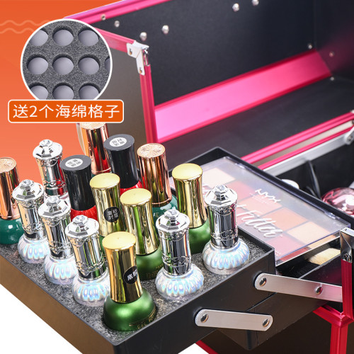 化妝箱鋁合金手提箱多層化妝品收納箱大容量帶鎖美甲工具箱