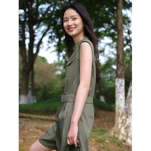 venise威尼斯小面具夏季工裝風連體衣無袖帥氣女