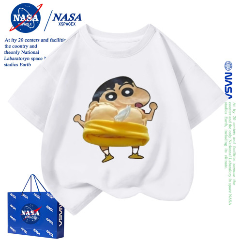 NASA聯名阿呆抽紙設計感純棉T恤男女童情侶裝隨身帶紙親子裝衣服