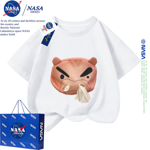 NASA聯名阿呆抽紙設計感純棉T恤男女童情侶裝隨身帶紙親子裝衣服