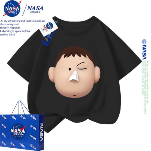 NASA聯名阿呆抽紙設計感純棉T恤男女童情侶裝隨身帶紙親子裝衣服