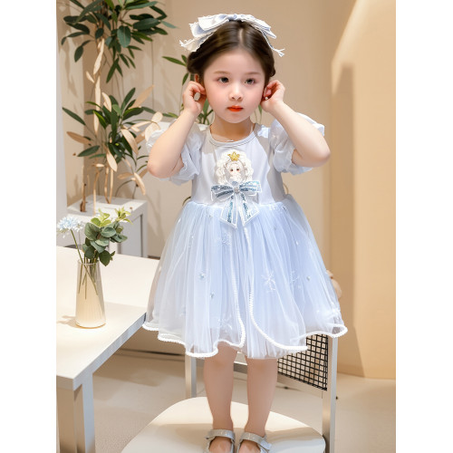夏季女童連衣裙2025新款兒童愛莎公主裙甜美時髦女孩生日禮服裙子