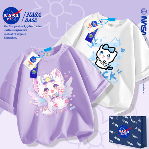NASA聯名女童純棉短袖t恤2025新款春夏季童裝中大童上衣兒童衣服