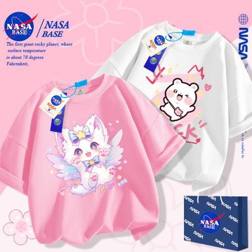 NASA聯名女童純棉短袖t恤2025新款春夏季童裝中大童上衣兒童衣服