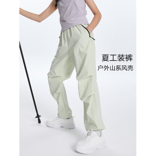 【防水輕薄】萌格格女童沖鋒褲夏季透溼戶外休閒褲束腳褲軟殼褲