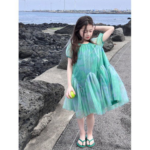 【綠野仙蹤】藍小爸童裝女童網紗公主裙夏季新款甜美森系連衣裙
