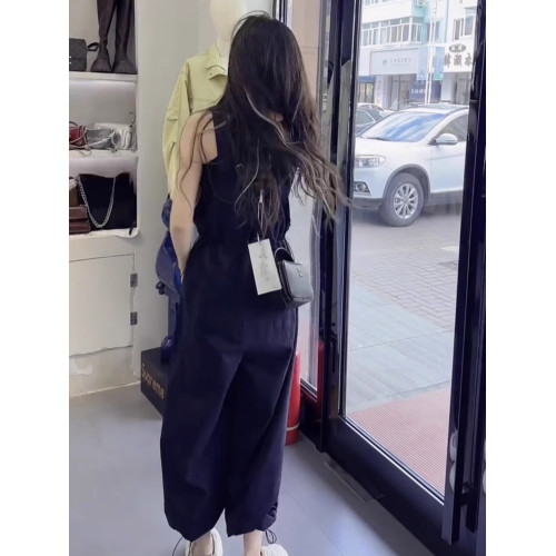 時尚背帶褲2025夏季抽繩洋氣顯瘦連體衣減齡連體歐貨褲直筒女新款