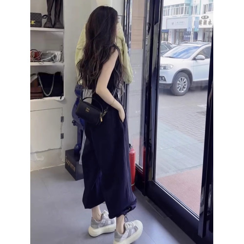 時尚背帶褲2025夏季抽繩洋氣顯瘦連體衣減齡連體歐貨褲直筒女新款