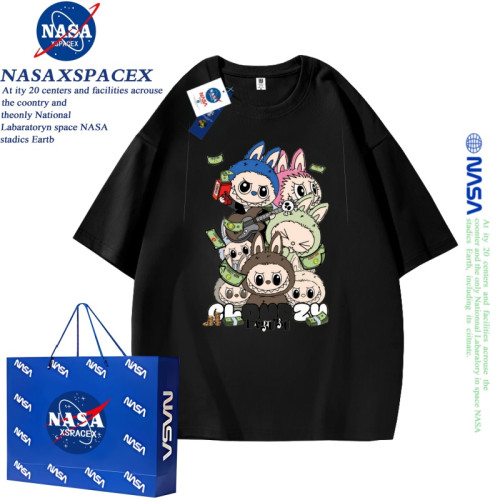 NASA聯名拉布布夏季新款純棉圓領短袖T恤兒童親子裝情侶款上衣服