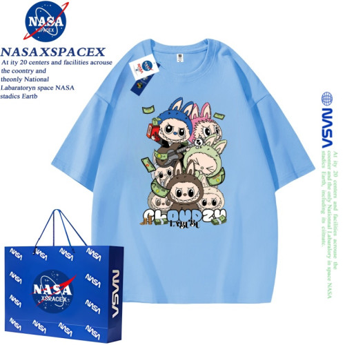 NASA聯名拉布布夏季新款純棉圓領短袖T恤兒童親子裝情侶款上衣服