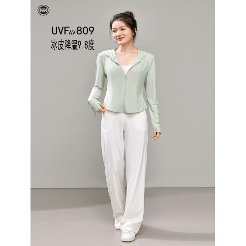 冰皮防曬衣女款 涼感春夏防曬服修身收腰外套新款透氣冰絲短款