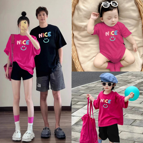 親子裝t恤2025夏季一家三四口短袖母女母子寶寶嬰兒百天宴全家服