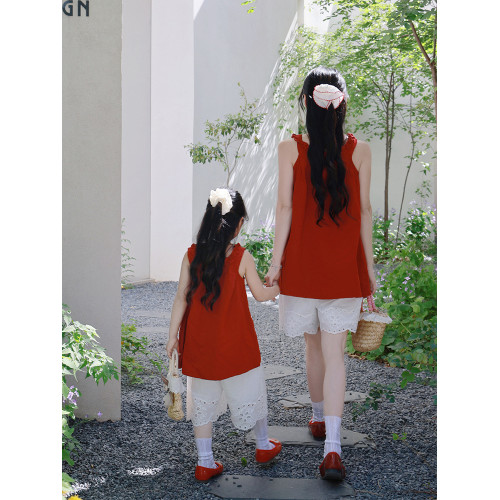 時尚度假親子裝夏季2025超火母女裝高級洋氣炸街韓版旅遊背心裙子