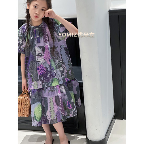 波拉bora韓國童裝連衣裙女童洋氣時髦兒童碎花裙中大童夏裝裙子