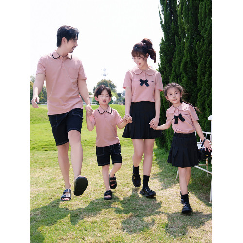 不一樣的親子裝夏季2025新款一家三口四口母子母女POLO衫短袖T恤
