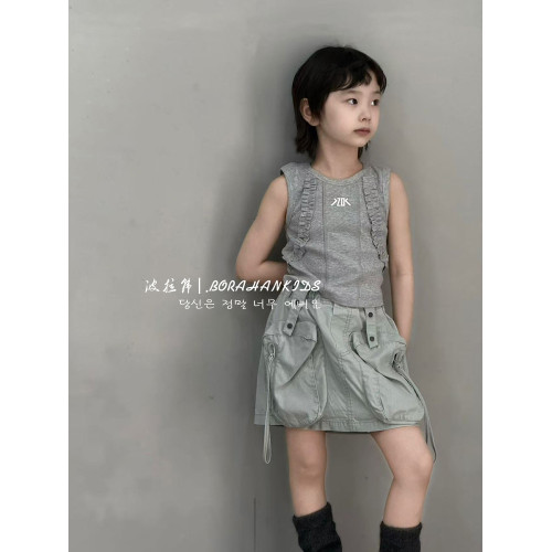 波拉韓女童牛仔短裙2025夏季新款兒童洋氣工裝裙小女孩半身裙子
